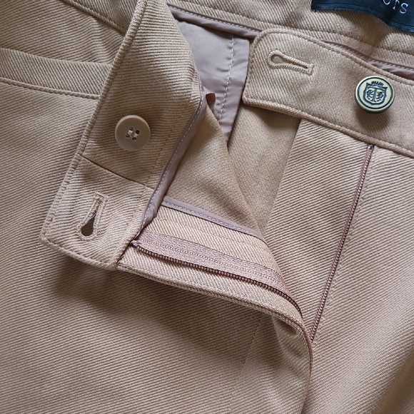 Talbots Tan Equestrian-themed Dalton Pants w/ Faux-Suede Patch - Size 16 - Picture 6 of 9